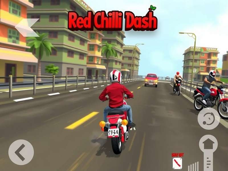 Red Chilli Dash gameplay screenshot showing racing through Indian streets